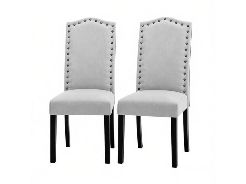 Chaise de salle à manger 48.5×43×102cm dossier haut ergonomique en bois gris clair lot de 2 chaises