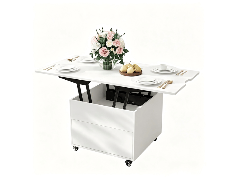  Table basse extensible à plateau relevable (blanche)  - Conforama A