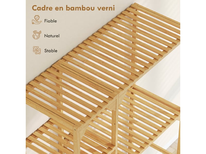  Étagère au-dessus de machine à laver en bambou, bois naturel, meuble de salle de bain moderne avec étagères réversibles  - Conforama R