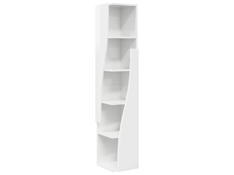  Meuble d'angle, meuble de rangement salon 27,5x27x140cm bois d'ingénierie blanc brillant  - Conforama A