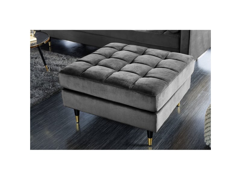  Pouf koliri gris – design carré en velours capitonné  - Conforama B