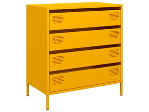 Buffet - bahut - meuble de rangement jaune moutarde 68x39x73,5 cm acier laminé à froid