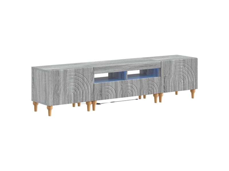 Ensemble de 3 meubles tv led sonoma gris bois d'ingénierie shl74740  - Conforama A