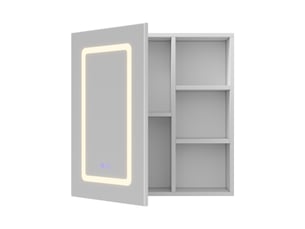 Armoire de toilette led 1 porte - 60.2 x 15.2 x 60.2 cm-blanc - meuble de salle de bain avec éclairage 3 couleurs et étagères latérales