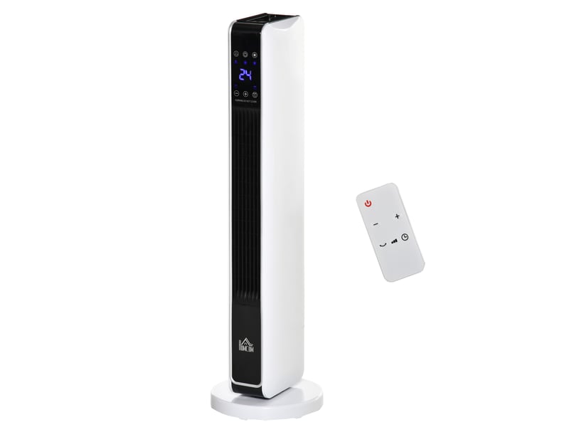  Radiateur électrique à économie d'énergie 11002200 w avec télécommande, affichage led, minuterie 8 heures, blanc  - Conforama B