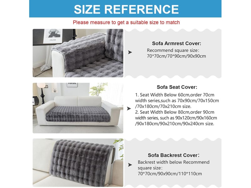  Housses de coussin en fausse fourrure forme l – pour salon, gris foncé, 70x70cm  - Conforama D