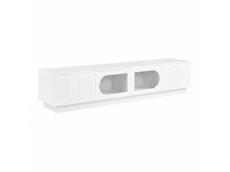  Meuble tv 4 portes avec led contrôlée par application 200x40x42 cm blanc  - Conforama E
