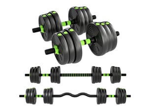 Kit d'haltères réglables 25 kg, set d'haltères multifonction 3 en 1 avec barre pour entraînement à domicile