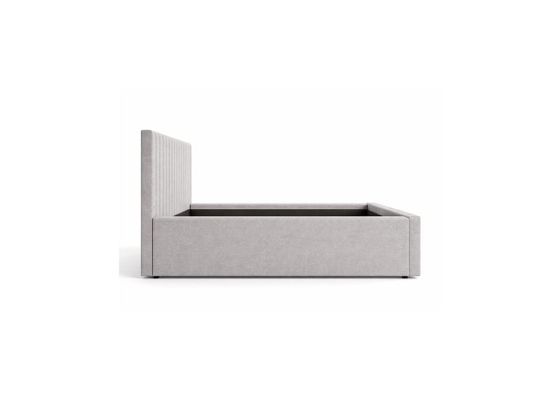  Lit eloria 160x200 gris clair avec tête de lit capitonnée et sommier inclus  - Conforama E