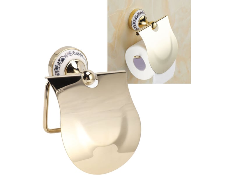  Porte-papier toilette doré vintage, en acier inoxydable fin, pour salle de bain et cuisine  - Conforama E