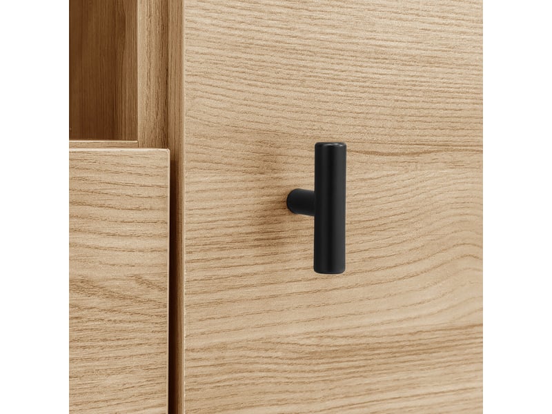  Meuble tv 170 cm avec tiroirs et portes, rangement spacieux, bois et noir, panneaux de particules  - Conforama R