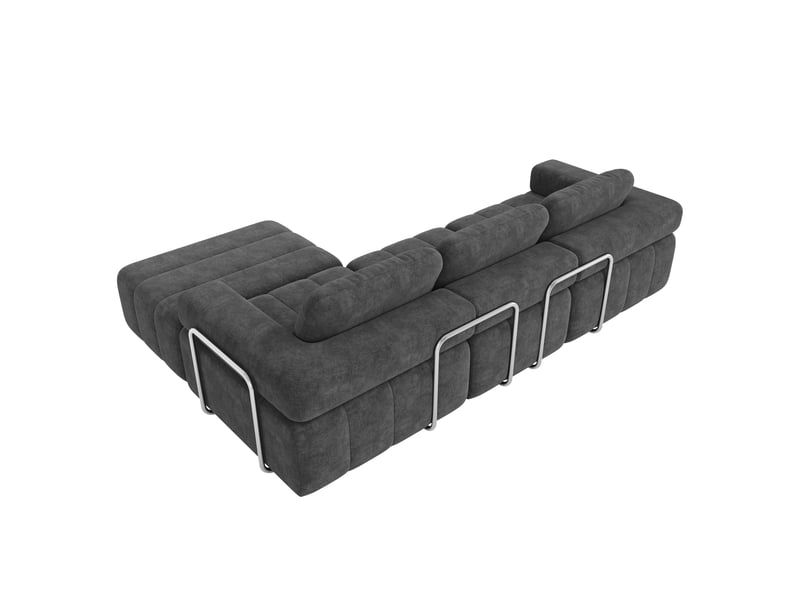 Canapé modulable en l gris 4 places 258 × 165 × 79 cm, chenille et pouf Fay Lum - Conforama W