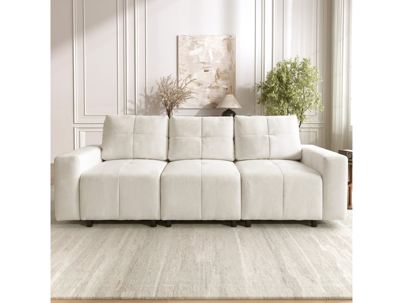  Canapé modulable 3 places 213x94x84 cm avec fonction couchage coloris beige  - Conforama B