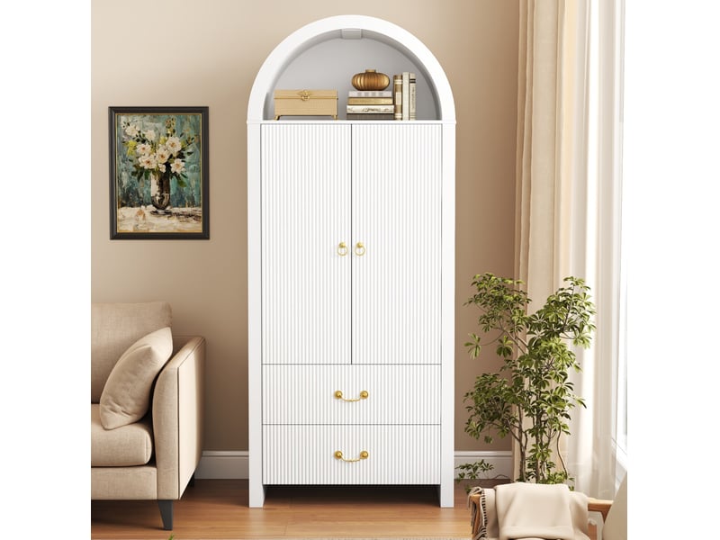  Buffet haut blanc 76x38x180 cm avec led contrôlable par application  - Conforama D