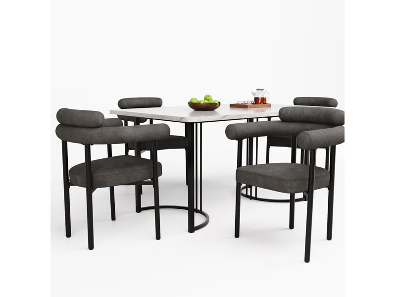  Lot de 2 chaises de salle à manger en tissu effet daim gris foncé  - Conforama A