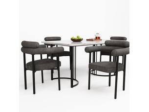 Lot de 2 chaises de salle à manger en tissu effet daim gris foncé