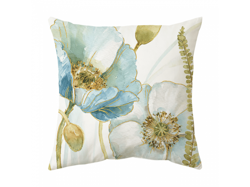  Lot de 4 housse de coussin - lot de 4 45 x 45 cm imperméable fleurs jaunes et bleues motif canapé taie d'oreiller pour patio jardin salon chambre décoration  - Conforama D