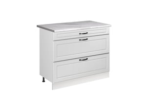 Vicco meuble cuisine, blanc campagneblanc, 100cm plan de travail marbre