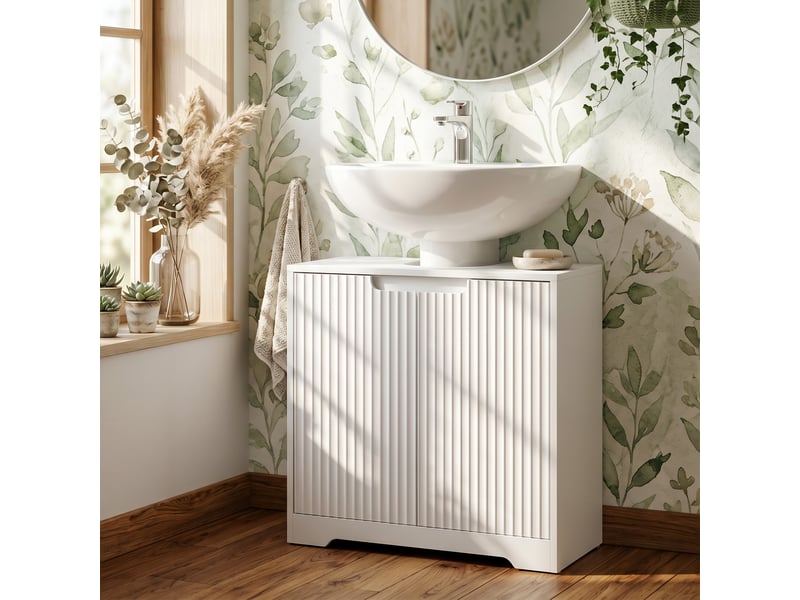  Meuble sous-évier avec portes à fermeture amortie 60 x 30 x 60 cm blanc  - Conforama E