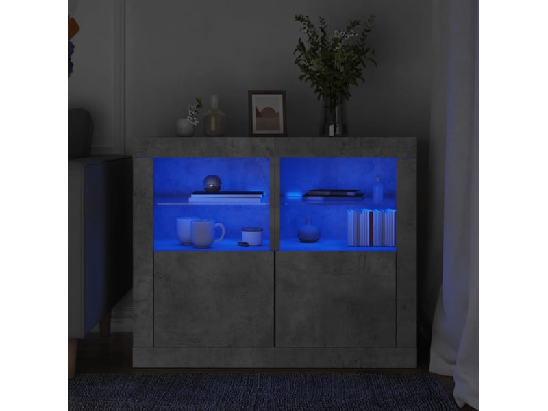  Armoires latérales et lumières led 2 pcs gris béton  - Conforama B