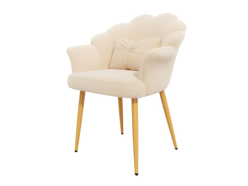  Lot de 6 fauteuils modernes – rembourrés – pieds en métal doré – dossier en forme d'arc – beige  - Conforama W
