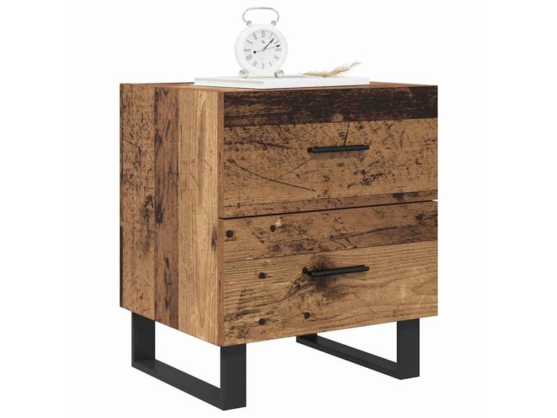  Table de chevet 2 pièces bois ancien et noir 40 x 35 x 47,5 cm  - Conforama C