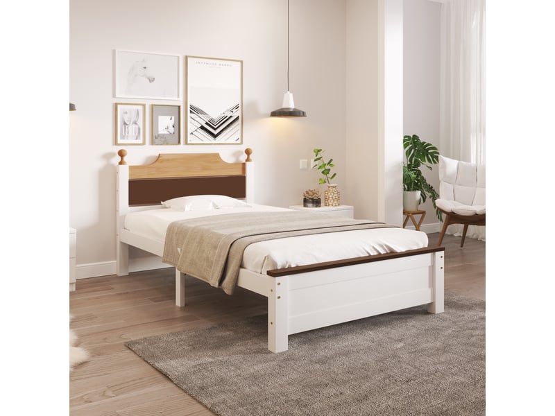  Lit simple 90x200cm coloris blanc lit enfant blanc - Conforama E