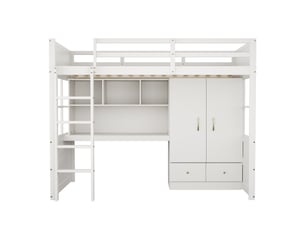Lit mezzanine 90x200 cm <strong>RAUMIO</strong> <strong></strong> coloris blanc
