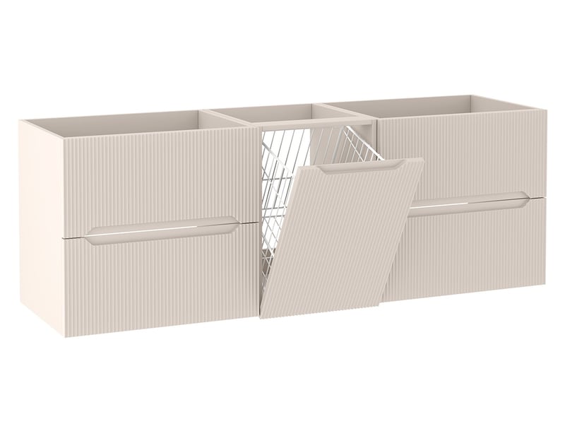 Ensemble salle de bain avec panier à linge novo l.160 cm cachemire mat - Conforama A