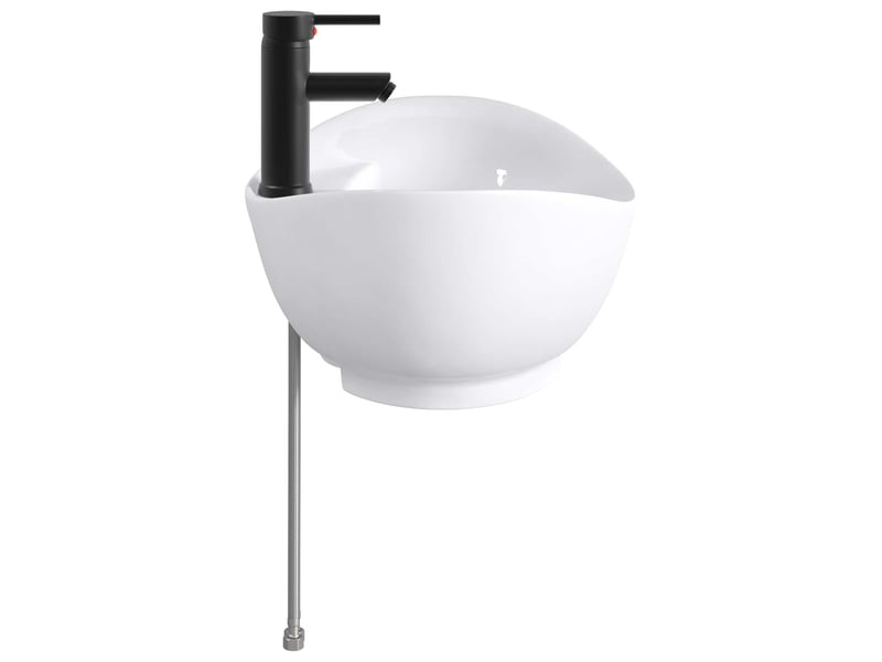  Lavabo de salle de bain avec robinet et évacuation noir mat shl620  - Conforama E
