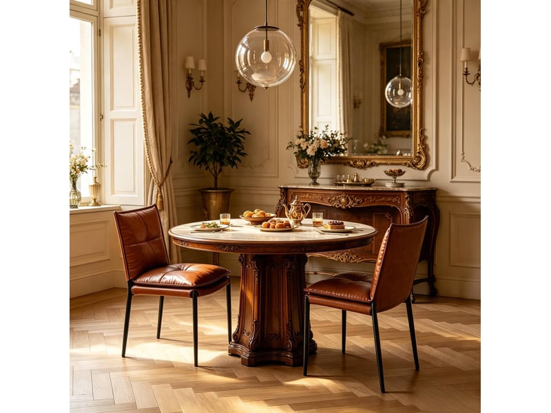 Lot de 2 chaises de salle à manger matelassées en similicuir marron et noir  - Conforama B