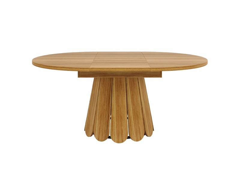  Table à manger extensible ronde, diamètre 118 cm à 158 cm, pour 6 personnes, brun  - Conforama R
