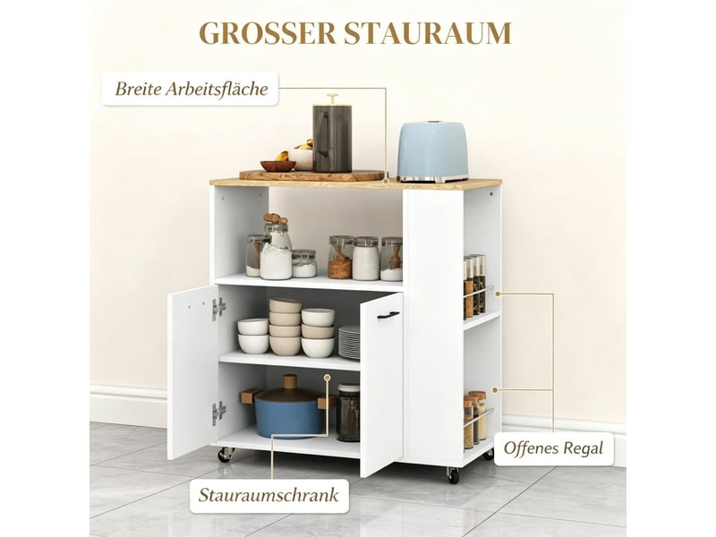  Desserte de cuisine 75 x 40 x 80 cm étagère réglable roulettes plan de travail  - Conforama E