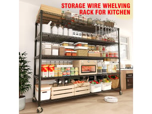 Rayonnage étagère métallique roulante ultra-résistante – rangement lourd garage, cuisine, cave, bureau, entrepôt 150x60x210cm
