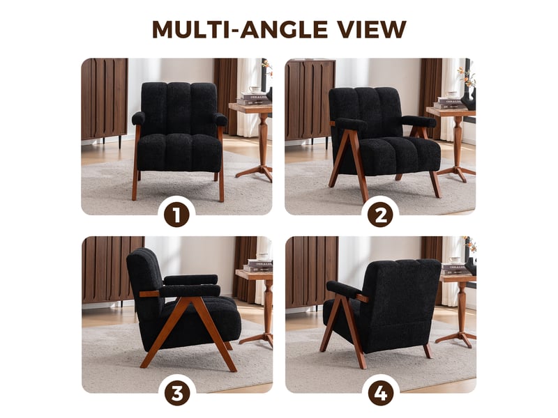  Fauteuil rembourré en bois coloris noir  - Conforama D