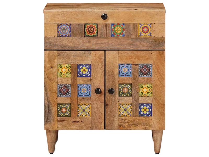  Table de chevet - cabinet de chevet - table de nuit naturel 50 x 33 x 60 cm bois de mangue massif  - Conforama B