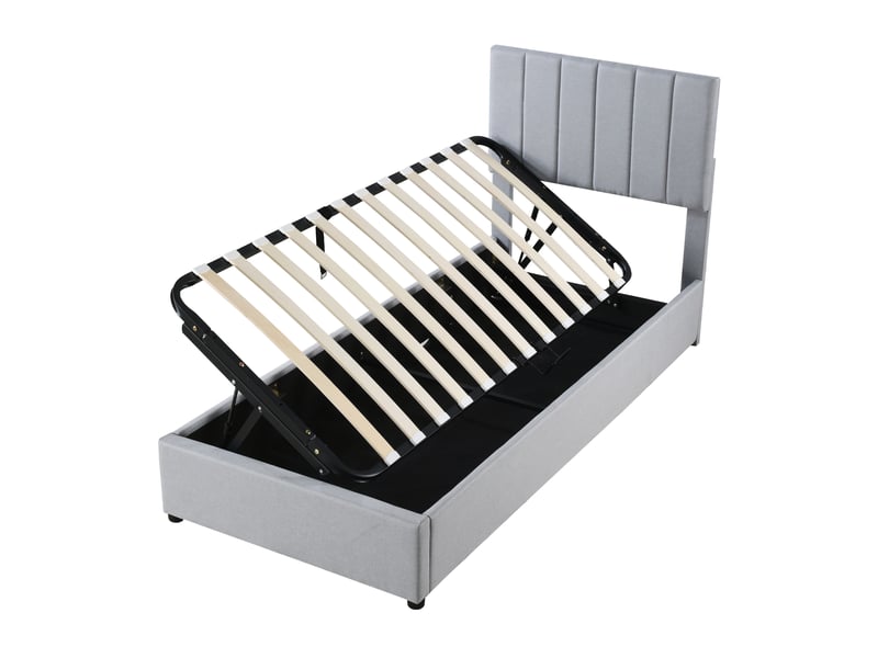  Lit coffre enfant 90x200 cm avec tête réglable, lin, gris, sans matelas  - Conforama A