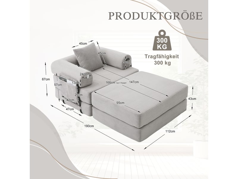 Canapé droit fixe 1 place tissu gris clair canapé compressible - Conforama C
