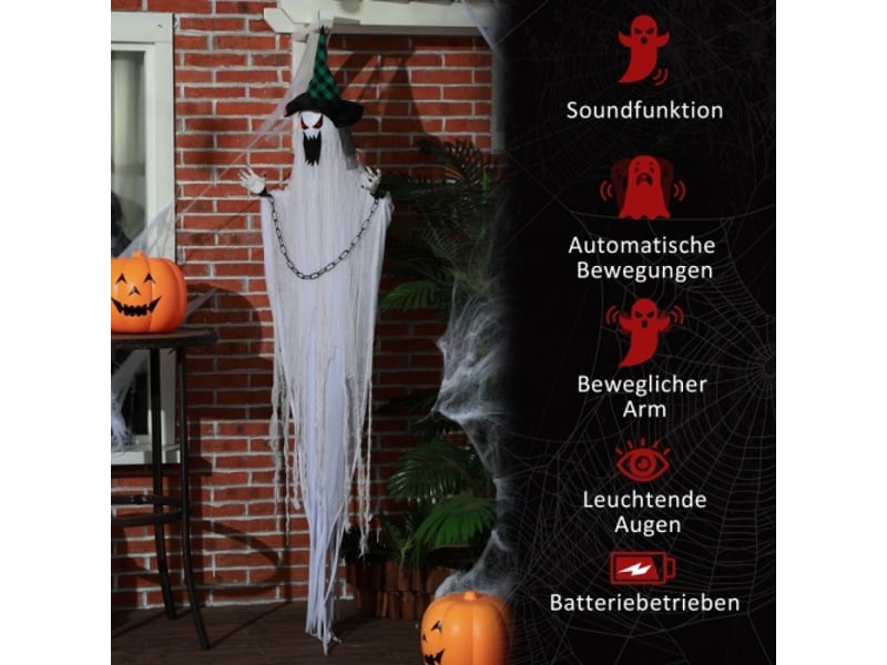 Décoration halloween fantôme animé, hurlement effrayant, à piles, effet mouvement - Conforama D