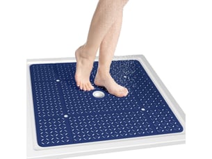 Tapis de douche en tpe à ventouses - 27 x 27 pouces - bleu marine
