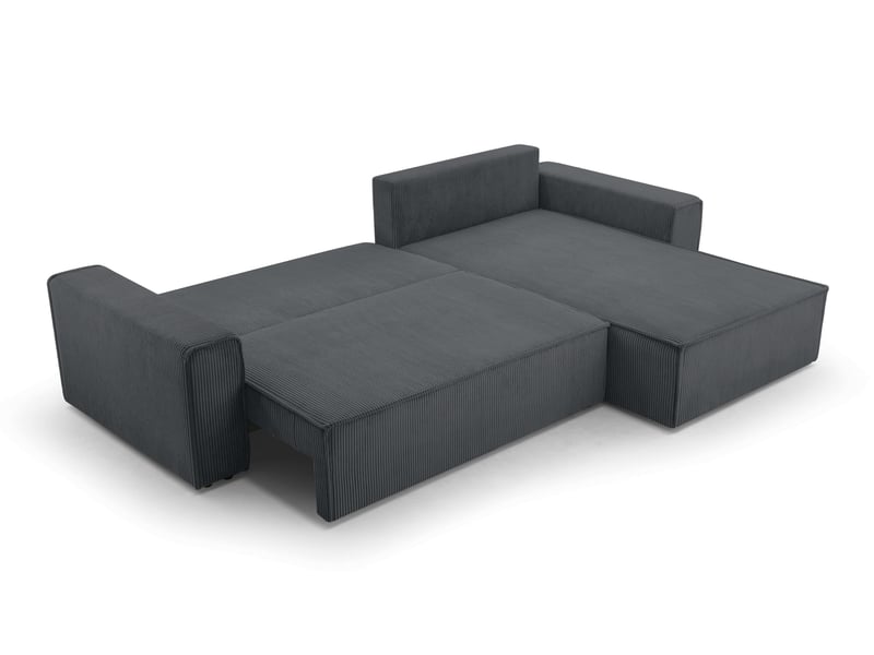 Canapé d’angle en velours côtelé gris foncé cedria – 287 cm CedriaMini - Conforama C