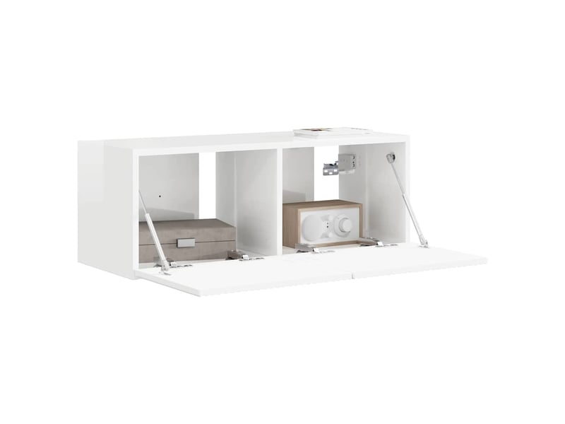  Meuble tv - banc tv - meuble de rangement mural 78,5 x 31 x 29,5 cm blanc brillant  - Conforama C
