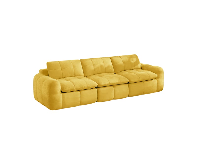  Canapé 3 places, revêtement en tissu chenille, sans assemblage, jaune  - Conforama A