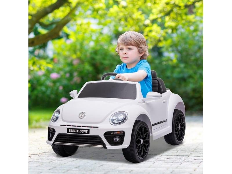  Voiture électrique enfant volkswagen beetle 97x56,5x46 cm avec télécommande blanche  - Conforama B