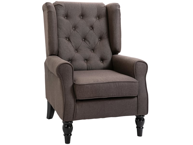  Fauteuil de salon capitonné aosenyunzhou assise large pieds en bois marron 74 x 86 x 102 cm T1003-01-12390 - Conforama A
