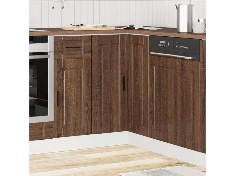  Armoire d'angle de cuisine porto chêne marron bois d'ingénierie  - Conforama C