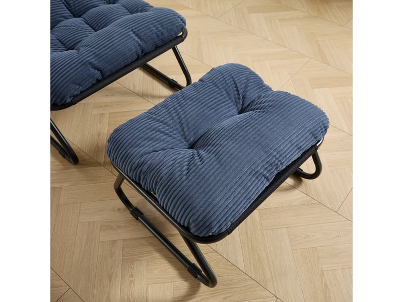  Fauteuil d'extérieur sans accoudoirs avec repose-pieds et coussin bleu marine W2021P443590 - Conforama E