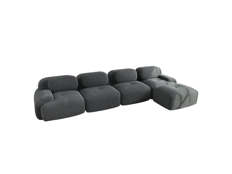  Canapé d’angle modulable 388x178x70 cm, prêt à utiliser, finition velours côtelé gris  - Conforama A