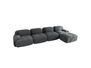 Canapé droit compressé fixe <strong>HAVRYA</strong> <strong></strong> 4 places Velours côtelé gris