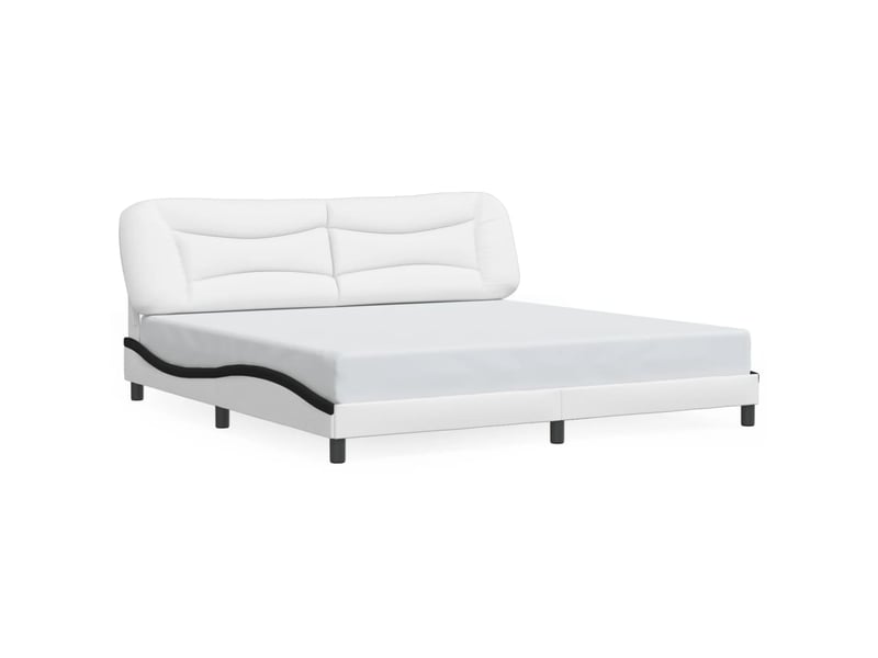  Lit adulte, lit double, cadre de lit avec led sans matelas hvar blanc et noir 200x200cm cf599  - Conforama E